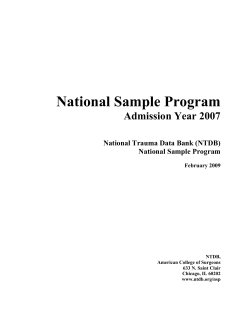 National Sample Program  Admission Year 2007 National Trauma Data Bank (NTDB)