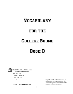 Vocabulary for the College Bound Book D