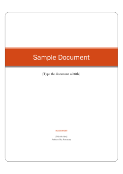 Sample Document  [Pick the date] Authored by: Rosemary