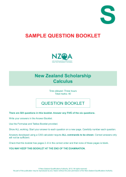 S SAmpLE QuESTIon bookLET new Zealand Scholarship Calculus