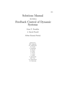 Solutions Manual Feedback Control of Dynamic Systems Gene F. Franklin