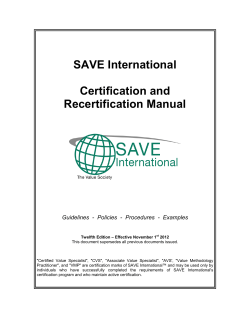 SAVE International Certification and Recertification Manual