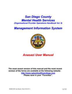 1 of 101 SDMHS MIS User Manual  (Rev 03.08.2011)