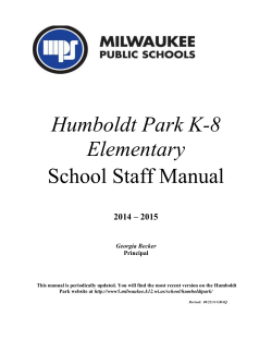 Humboldt Park K-8 Elementary School Staff Manual