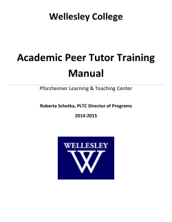 Academic Peer Tutor Training Manual Wellesley College