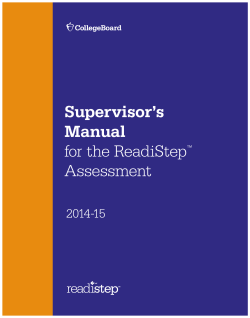 Supervisor’s Manual for the ReadiStep Assessment