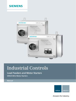 Industrial Controls Load Feeders and Motor Starters SIRIUS MCU Motor Starters Gerätehandbuch