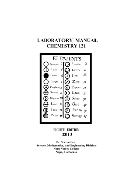 LABORATORY MANUAL CHEMISTRY 121 2013