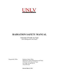 RADIATION SAFETY MANUAL University of Nevada, Las Vegas Risk Management and Safety