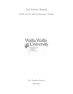 Lab Activity Manual MATH 112-113: Math for Elementary Teachers Dr. Jonathan Duncan 2014-2015