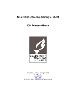 Great Plains Leadership Training for Christ 2014 Reference Manual