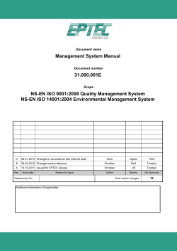Management System Manual 31.000.001E NS-EN ISO 9001:2008 Quality Management System