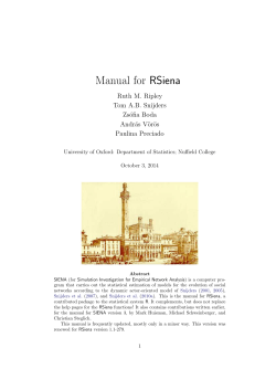 Manual for RSiena Ruth M. Ripley Tom A.B. Snijders Zs´