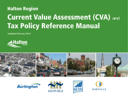 Current Value Assessment (CVA) Tax Policy Reference Manual Halton Region