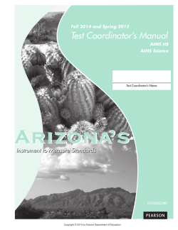 Arizona’s Test Coordinator’s Manual Instrument to Measure Standards Fall 2014 and Spring 2015
