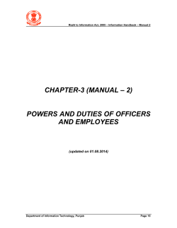 CHAPTER-3 (MANUAL – 2)  POWERS AND DUTIES OF OFFICERS AND EMPLOYEES