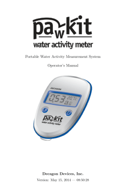 Portable Water Activity Measurement System Operator’s Manual Decagon Devices, Inc.