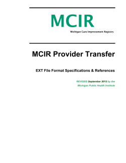 MCIR Provider Transfer  EXT File Format Specifications &amp; References REVISED