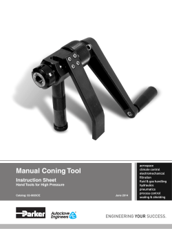 Manual Coning Tool Instruction Sheet Hand Tools for High Pressure Catalog: 02-0035CE