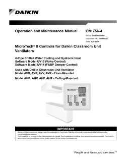 Operation and Maintenance Manual OM 756-4 MicroTech II Controls for Daikin Classroom Unit