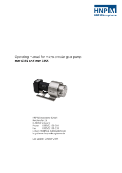 Operating manual for micro annular gear pump mzr-6355 and mzr-7255