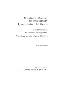 Solutions Manual to accompany Quantitative Methods An Introduction