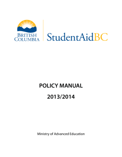 POLICY MANUAL 2013/2014 Ministry of Advanced Education