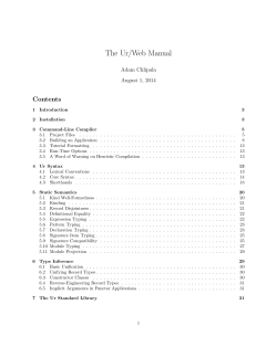The Ur/Web Manual Contents Adam Chlipala August 1, 2014