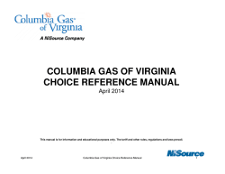 COLUMBIA GAS OF VIRGINIA CHOICE REFERENCE MANUAL April 2014
