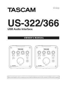 US-322/366 USB Audio Interface OWNER'S MANUAL D01193220A