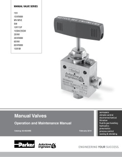 Manual Valves Operation and Maintenance Manual MANUAL VALVE SERIES 10V