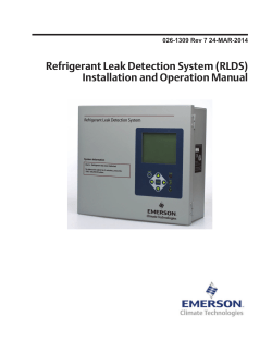Refrigerant Leak Detection System (RLDS) Installation and Operation Manual