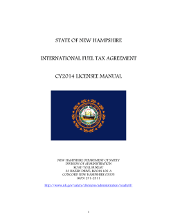 STATE OF NEW HAMPSHIRE  INTERNATIONAL FUEL TAX AGREEMENT CY2014 LICENSEE MANUAL