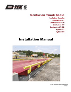 Installation Manual Centurion Truck Scale Includes Models: Centurion–DT