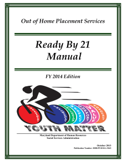 Ready By 21 Manual Out of Home Placement Services FY 2014 Edition