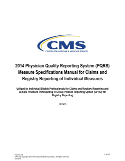 2014 Physician Quality Reporting System (PQRS) Registry Reporting of Individual Measures
