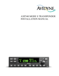 AXP340 MODE S TRANSPONDER INSTALLATION MANUAL