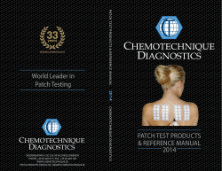 World Leader in Patch Testing PATCH TEST PRODUCTS &amp; REFERENCE MANUAL