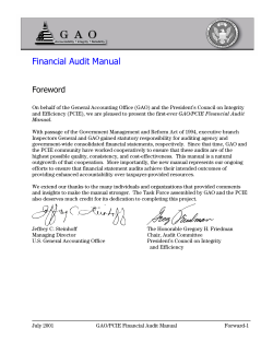 Financial Audit Manual Foreword