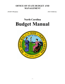 Budget Manual North Carolina OFFICE OF STATE BUDGET AND MANAGEMENT