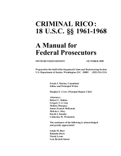 CRIMINAL RICO : 18 U.S.C. §§ 1961-1968 A Manual for