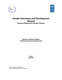 Gender Awareness and Development Manual Resource Material for Gender Trainers