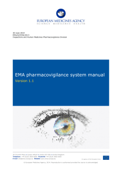 EMA pharmacovigilance system manual Version 1.1  30 June 2014