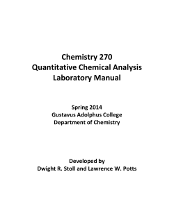 Chemistry 270 Quantitative Chemical Analysis Laboratory Manual