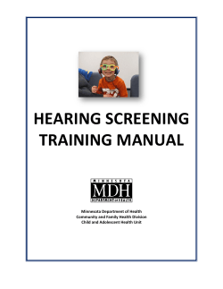 HEARING SCREENING TRAINING MANUAL Minnesota Department of Health