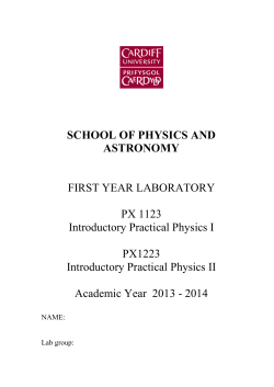 FIRST YEAR LABORATORY PX 1123 Introductory Practical Physics I
