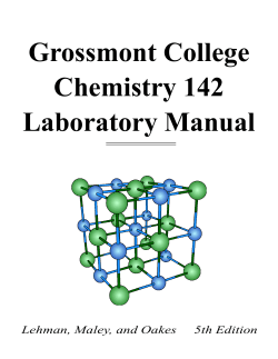 Grossmont College Chemistry 142 Laboratory Manual