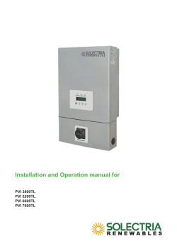Installation and Operation manual for PVI 3800TL PVI 5200TL PVI 6600TL