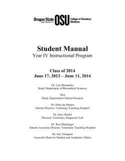 Student Manual Year IV Instructional Program Class of 2014