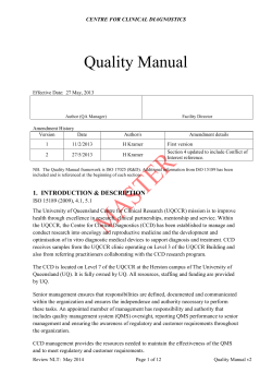 Quality Manual CENTRE FOR CLINICAL DIAGNOSTICS